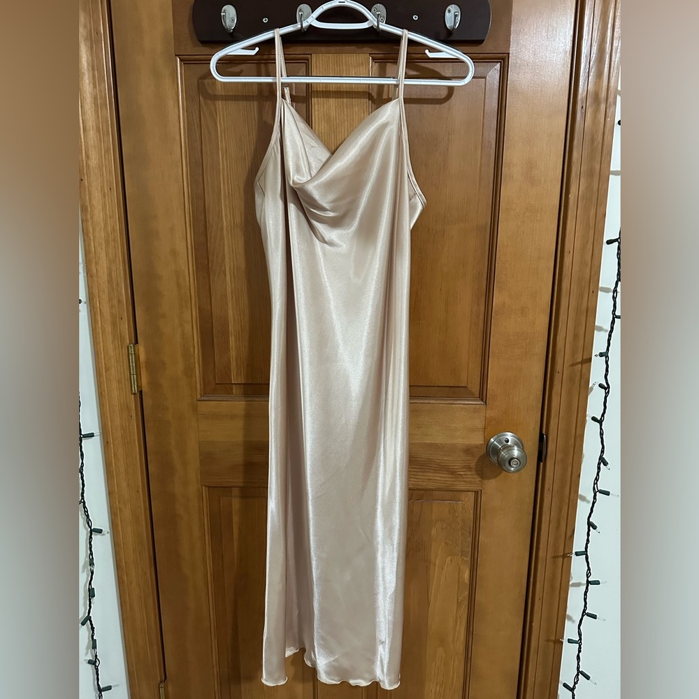 champagne silk maxi dress